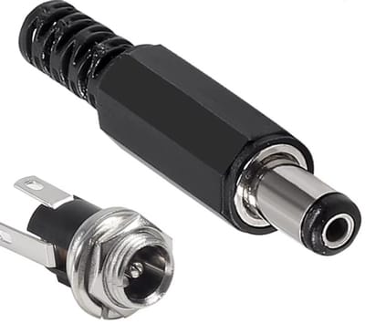 DC plug 2.1 x 5.5 set female/male - Metalen Chassis - Outboard Breda