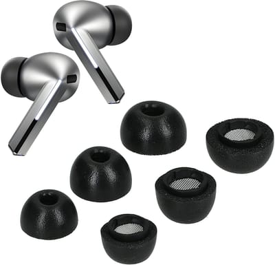 kwmobile 6x cover voor oordopjes - geschikt voor Samsung Galaxy Buds 3 Pro / Galaxy Buds 4 Pro - Van memory foam in zwart - Maat S, M en L