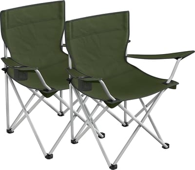 SONGMICS Campingstoelen, set van 2, klapstoelen, outdoor stoelen met armleuningen en drinkhouder, stevig frame, belastbaar tot 120 kg