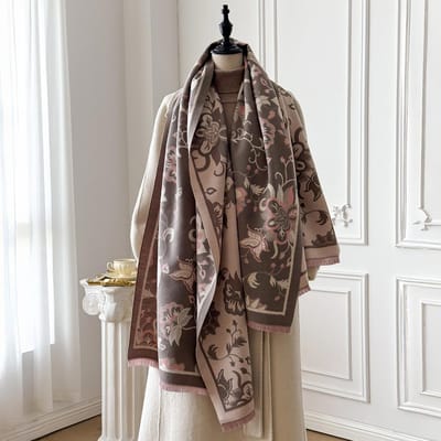 Écharpe Châle Wrap Pashmina de Luxe Pour Femmes Hiver Chaud Design Cachemire Doux Épais Écharpes Bandana Féminin Bufanda gray