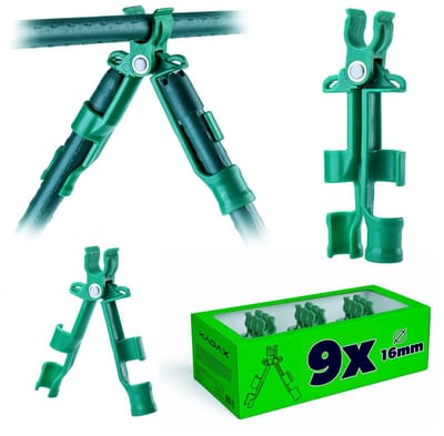KADAX plantenstokverbinder Ø 16 mm, 9 stuks, stevige verbinding voor plantenstokken, tomatenstokken en klimsteunen, plantenstokverbinder van kunststof