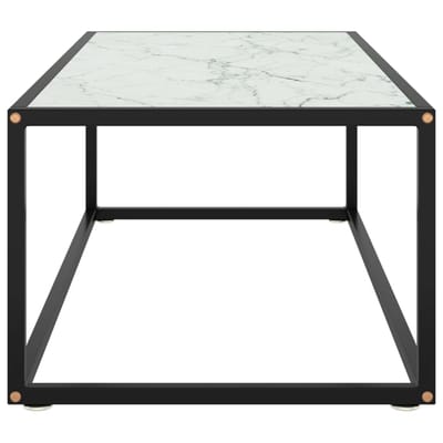 vidaXL - Salontafel - met - wit - marmerglas - 100x50x35 - cm - zwart
