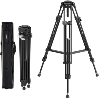Heavy Duty Aluminium Statief 179cm voor DSLR en Camera, Professioneel Video Statief met 75mm Bowl Adapter en Eenvoudige Hoogteverstelling, Tot 15kg Belastbaar