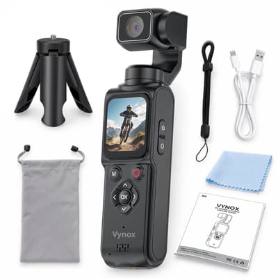 Vynox Pocket Camera 4K - 330° automatisch roterende lens / intelligente gezichtsherkenning / 64MP / 60FPS / WiFi / 18x digitale zoom - Action Camera - Vlogcamera