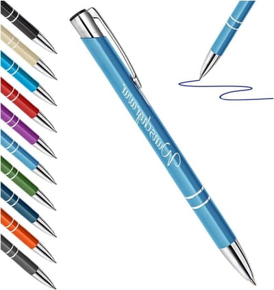 Gepersonaliseerde Balpen - Schrijfgerei met Gravure - Cadeau Geven - Individuele Wensgravure - 137 x 10 mm - Lichtblauw