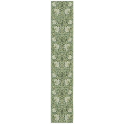 William Morris Pimpernel Groen Botanische Katoenen Tafel Runner, Victoriaans Tafel Linnen 150x33cm beige