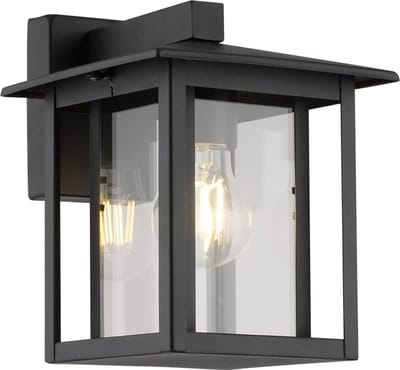Olucia - AMALIE - Buitenmuurlamp - Zwart - Vorm: Rechthoek