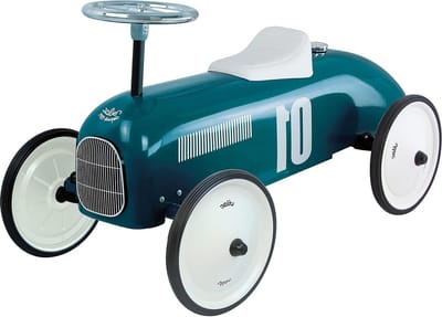 Kinderwagen Racewagen - Loopauto Metaal - Kind Ontwikkeling - Vintage Design - Vanaf 18 maanden - Petrol Blauw