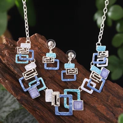 My Sweet Romance® - dames ketting met oorbellen - sieraden set 2-delig zomer - ketting 49 cm (plus 5) met hanger en oorbellen 1,78 x 3,8 cm