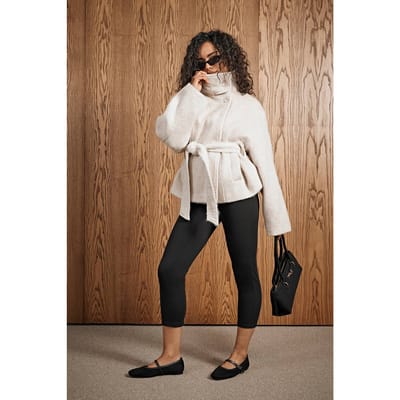 boohoo Dames Jas van wollen mix met ceintuur | Steen | Maat: 36