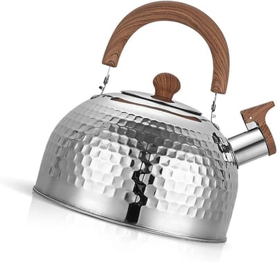 Waterkoker Roestvrij Staal - Theeketel Fluitketel - Water Koken - Met Fluitje - 2 Liter - Hamer