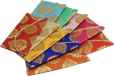 Zijden Geld Enveloppen - Shagun Enveloppen - Geld Geschenk Geven - Ruwe Zijde Brokaat Design - 50 Stuks - Multi Kleuren