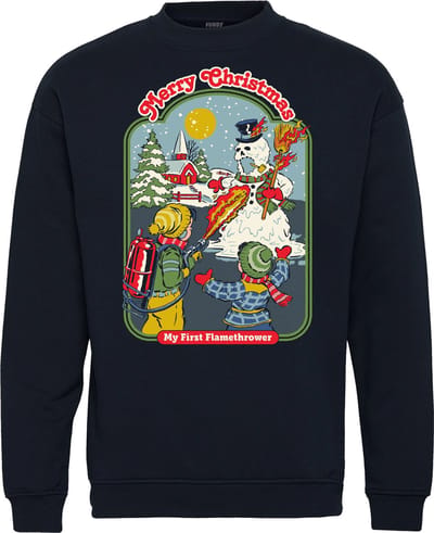 Kersttrui Vlammenwerper Cadeau | Foute Kersttrui heren dames | Christmas Sweater | Rood | maat 104/116