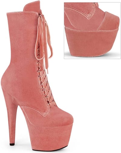 Pleaser - ADORE-1045VEL Plateau Laarzen, Paaldans schoenen - US 5 - 35 Shoes - Roze