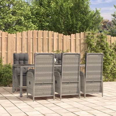 vidaXL - 7-delige - Tuinset - met - kussens - poly - rattan - grijs