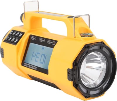 Noodradio met Zaklamp - Weerwaarschuwing Radio - Kamperen en Huisveiligheid - IPX3 Waterdicht - 20 x 12 x 9 cm