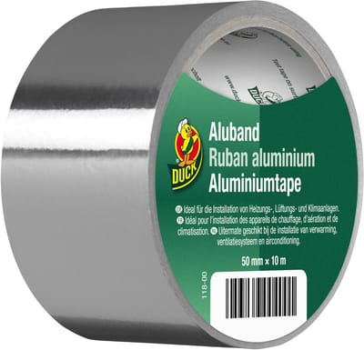 Duck Aluminium tape 50 mmx 10 m - 50 mm breed 10 m lang - Aluminiumfolie met zelfklevende bitumen- of acryllaag - met reflectie
