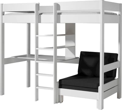 Vipack Hoogslaper Pino met zetelbed - 90 x 200 cm - wit