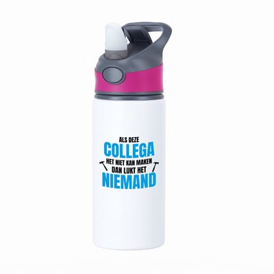 Hacebo® - Als deze collega waterfles met rietje roze - Collega - een collega - werk - afscheidscadeau - verjaardagscadeau - kado - water fles - 650ML
