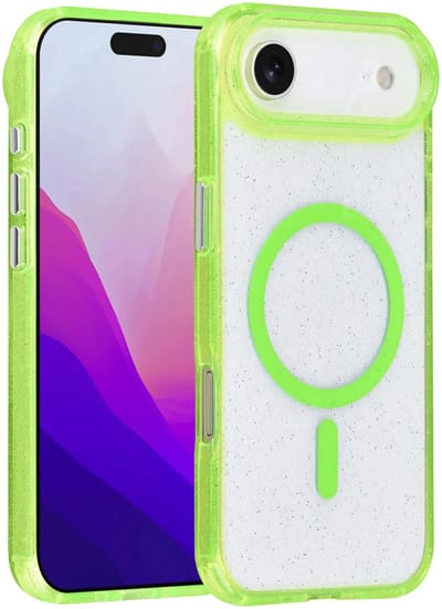 Backcover Hoesje Geschikt voor: iPhone Air - MagSafe Compatibel – Transparant Glitter Design – Krasbestendig – Slanke Bescherming met Perfecte Pasvorm - Groen
