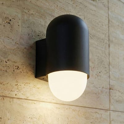 Lindby - Wandlamp buiten - 1licht - Aluminium, glas - H: 21.5 cm - E27 - zwart, wit