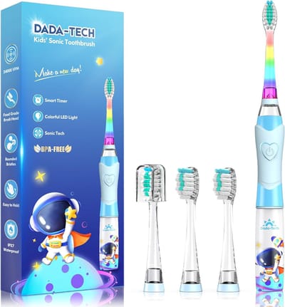 Elektrische Kinder Tandenborstel - Peuter Mondverzorging - Dagelijks Tandenpoetsen - Timer Regenboog LED - 18.4 x 2 x 2 cm