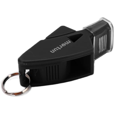Sifflet Plastique Son Clair Sifflet Extérieur Basketball avec Lanyard et Clip de Doigt Noir noir
