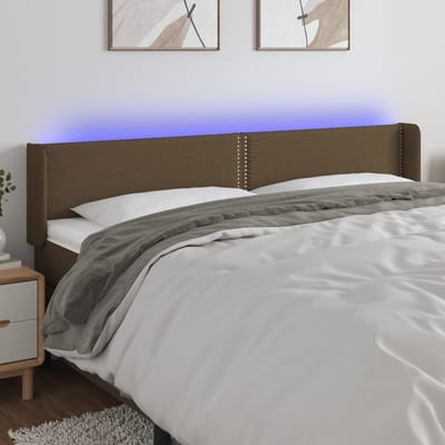 vidaXL Hoofdbord LED 183x16x78/88 cm stof donkerbruin