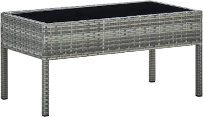 Grijze polyrotan tuin tafel 75x75x74 cm buiten