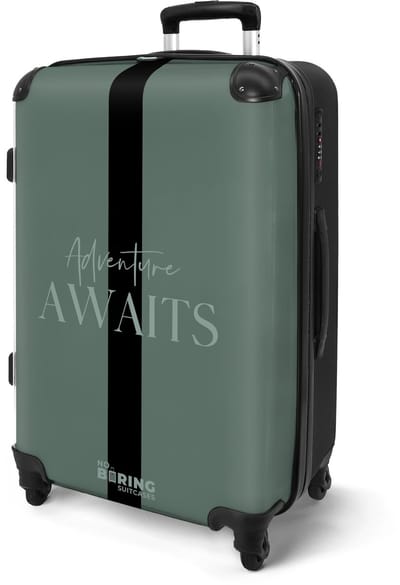 NoBoringSuitcases.com® - Koffer groot - Rolkoffer lichtgewicht - Groen - Adventure Awaits - Reiskoffer met 4 wielen - Valies grote trolley XL op wieltjes - Harde reistrolley met TSA slot - 20 kg bagage - Reizen