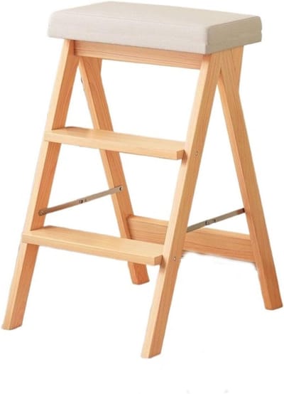 Stapelkruk Massief Hout - Opvouwbare Ladder - Hoge Spullen Pakken - Drievoudige Steunstructuur - 50 x 50 x 50 cm