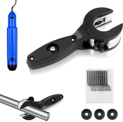 Professionele Buisknipper voor RVS en Koper met 3 Reserve Snijwielen en Ontbraamtools, Geschikt voor Diverse Buismaten van 8-29 mm
