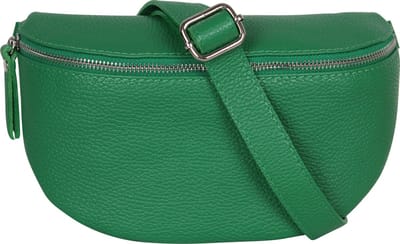 AmbraModa GLX1 - kleine heuptas buiktas crossbodytas, ideaal voor vakantie, reizen, uitgaan gemaakt van echt leer. Groen