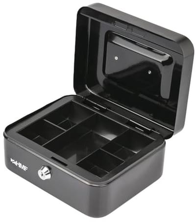 Geldcassette met Uitneembaar Muntvak 20x16x9,5 cm - Zwart