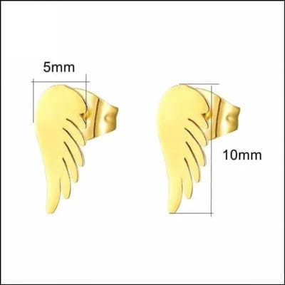 Aramat Jewels | Oorbellen | Stalen Vleugel Oorbellen - Kies Jouw Stijl! | Goudkleur-10x5mm | |5mm | Staal | Kinderen, Volwassenen | Verkleurd niet