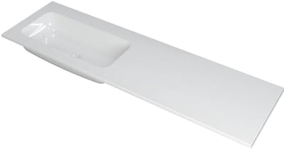 INK Faktor Wastafel Polystone Links Zonder Kraangat - 1600x450x15 mm - Glans Wit