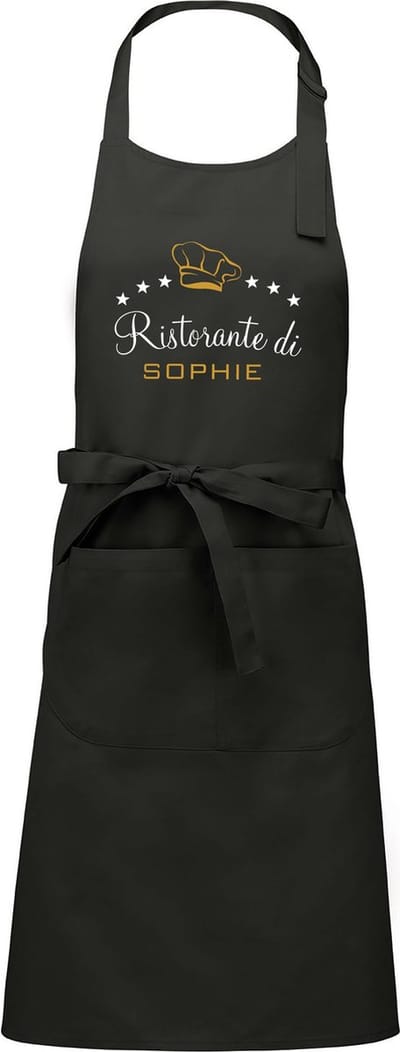 Cadeauschort - tekstschort - Keukenschort - BBQ schort - verjaardag - moederdag - Ristorante di - met voornaam - vrouwen - chique grijs