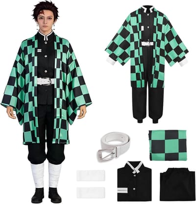 Anime Kostuum voor Giyuu, Shinobu, Mitsuri, Muichirou, Tanjiro, Nezuko en Zenitsu, Cosplay Outfit voor Carnaval, Halloween en Anime Conventies