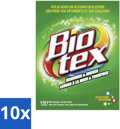 10 x Biotex Handwas & Inweek Poeder 720 gr - Handwas - Inweek Waspoeder - Biologisch Wasmiddel - Enzymen - Veilig Voor Stof