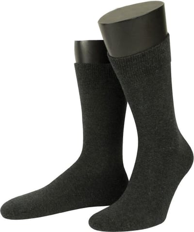 Basset Sokken Heren 6 Pack Naadloos Antraciet - Maat 39-43