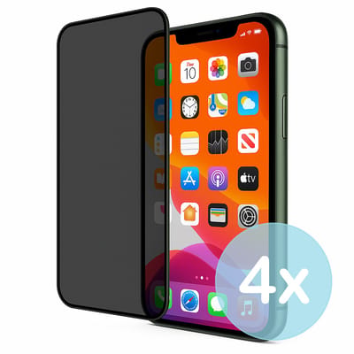Privacy Screenprotector Geschikt voor iPhone 11 – Anti-Gluren – Krasbestendig Gehard Glas 9H – Volledige Dekking – 4-Pack – FuturiQ