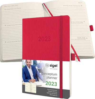 Weekkalender A5 - Agenda Planner - Professionele Organisatie - Softwave Omslag - ca. A5 - Rood