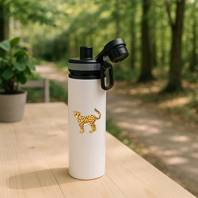Hacebo® - Luipaard waterfles met draaidop grijs - Katten - Dieren liefhebbers - Jaguar - jachtluipaard - cheeta - water fles - 850ML