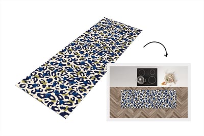 Keukenloper - Loper keuken - Panter - Design - Blauw - Groen - 150x50 cm - Keukenloper vinyl