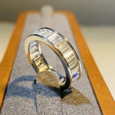 Huitan Luxe Trendy Damesringen Vol Gezet Rechthoekige Kubieke Zirkonia Eternity Bruiloftsring Accessoires Mode Veelzijdige Sieraden 6