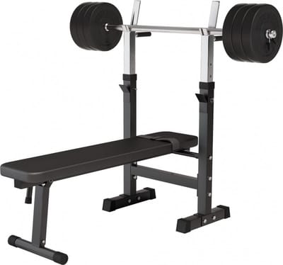 Gorilla Sports Halterbank zwart met 38 kg halterset - Fitnessbank - Verstelbaar - Halterstang met gewichten - Kunststof
