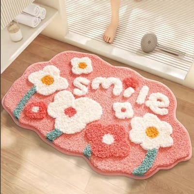 Daity 1 stuk - antislip vloermat - schattige bloemvormige badmat - tapijt - antislip zachte absorberende machinewasbare badmat (45*70cm)