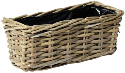 Mega Collections Plantenmand Botha - rotan - naturel - rechthoek - 32 x 16 x 14 cm - plantenbak buiten/binnen
