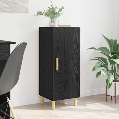 vidaXL - Dressoir - Zwart - Eiken - 34,5 - x - 34 - x - 90 - cm - Bewerkt - hout
