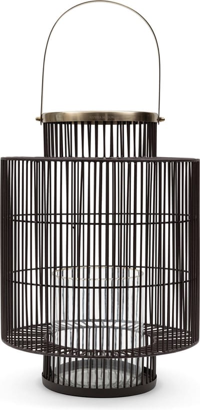 Riviera Maison Lantaarn Windlicht met Hendel Bruin - Yuni Groot - IJzer - (ØxH) 39x48.5